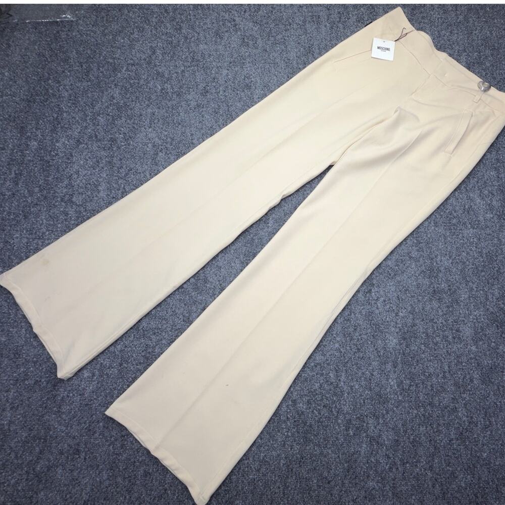 Moschino Jeans Womens Pants IT 42 US 8 Cream Wool Blend Trouser NWT $396